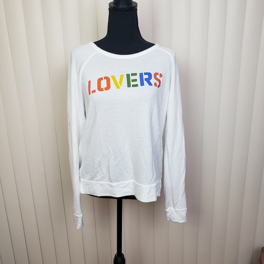 SUNDRY White LOVERS Crewneck Sweatshirt Size Various - Picture 3 of 10